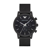 Emporio Armani Sport Chronograph Black Dial Black Mesh Bracelet Watch For Men - AR1968