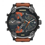 Diesel Mr Daddy 2.0 Chronograph Black Dial Brown Leather Strap Watch For Men - DZ7332