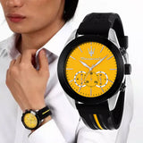 Maserati Traguardo Chronograph Yellow Dial Black Silicone Strap Watch For Men - R8871612045
