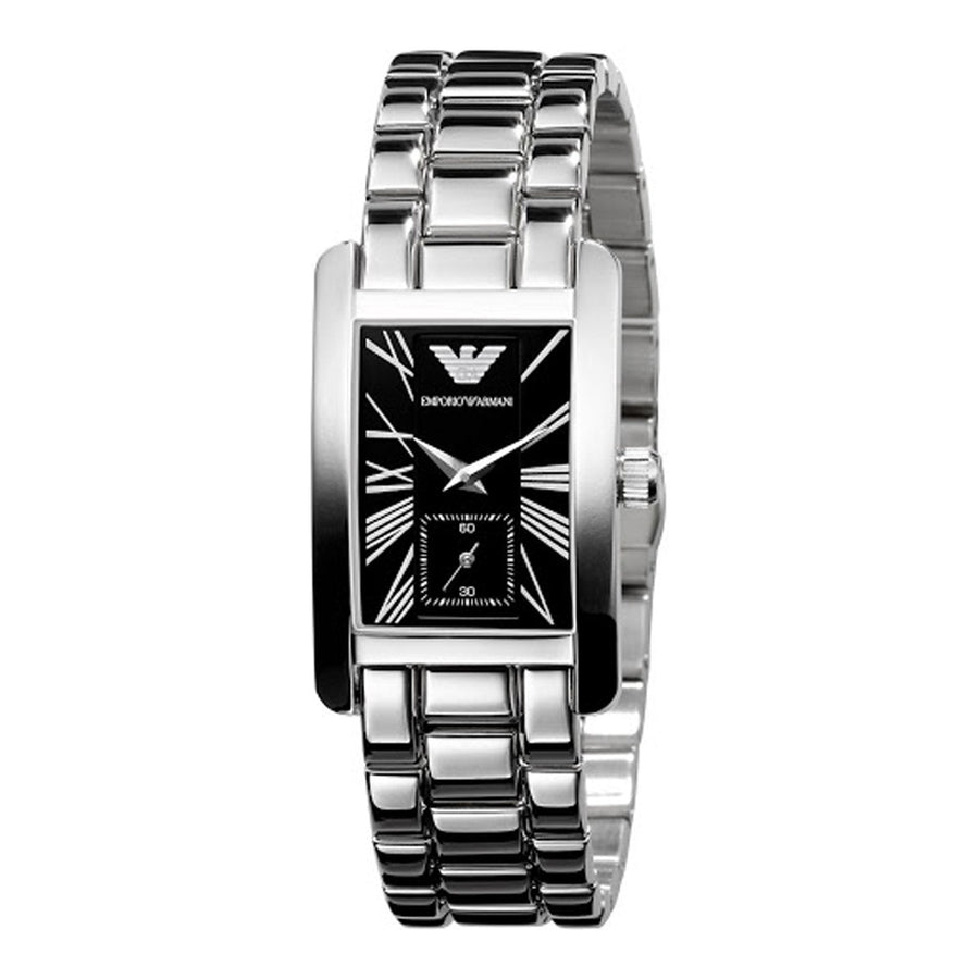 Emporio Armani Classic Black Dial Silver Stainless Steel Watch For Women - AR0157