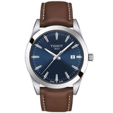 Tissot T127.410.16.041.00 Gentleman Quartz Men's Watch – Blue Dial & Brown Leather Strap