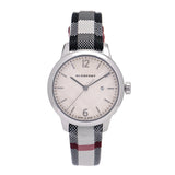 Burberry Classic Stone Silver Dial Horseberry Black Leather Strap Watch for Women - BU10103