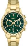 Hugo Boss 1513923 Allure Chronograph Men's Watch – Green Dial & Gold Steel Strap