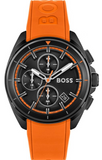 Hugo Boss 1513957 Volane Men's Watch – Black Dial & Orange Silicone Strap