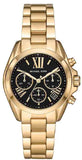 Michael Kors MK6959 Bradshaw Chronograph Quartz Women's Watch – Black Dial & Gold Steel Strap
