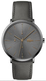 Lacoste Moon Gray Dial Gray Leather Strap Watch for Men - 2011059