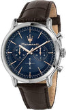 Maserati Epoca Chronograph Blue Dial Brown Leather Strap Watch For Men - R8871618014