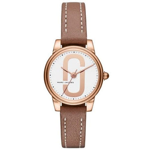 Marc Jacobs Corie White Dial Brown Leather Strap Watch for Women - MJ1581