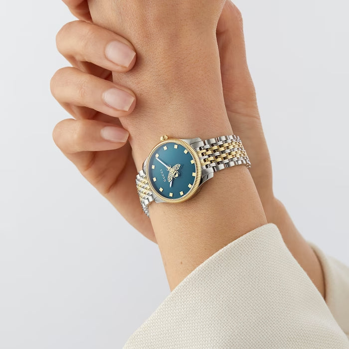 Gucci G Timeless Quartz Blue Dial Two Tone Steel Strap Watch For Women - YA1265029