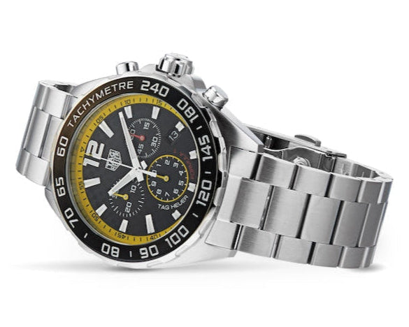 Tag Heuer Formula 1 Chronograph Black Dial Silver Steel Strap Watch for Men- CAZ101AC.BA0842
