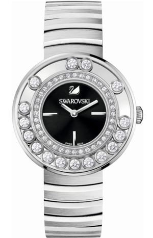 Swarovski Lovely Crystal Black Dial Silver Steel Strap Watch for Women - 1160305