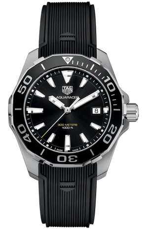 Tag Heuer Aquaracer Black Dial Black Rubber Strap Watch for Men - WAY111A.FT6151