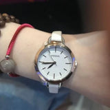 Fossil Classic Minute White Dial White Leather Strap Watch for Women - BQ3328