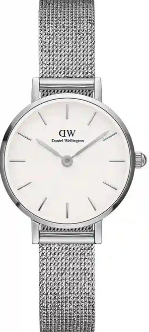 Daniel Wellington Classic Petite Sterling White Dial Silver Mesh Bracelet Watch for Women - DW00100442