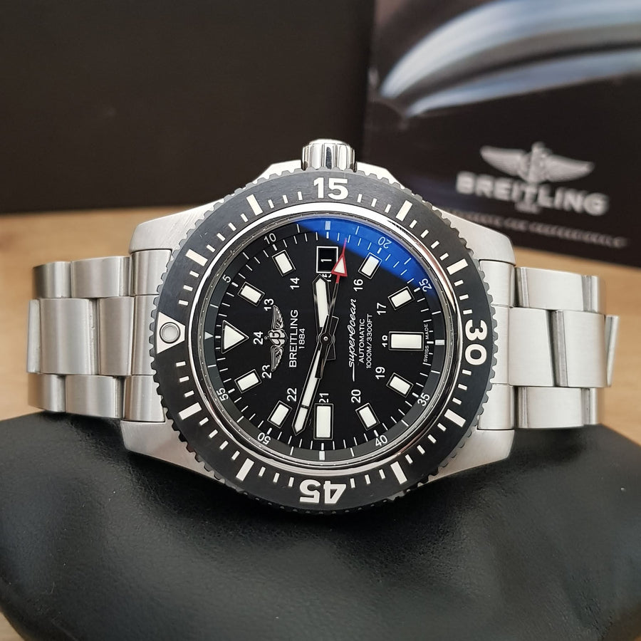 Breitling Superocean II Special 44mm Black Dial Silver Steel Strap Watch for Men - Y1739310/BF45/162A
