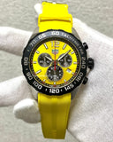 Tag Heuer Formula 1 Chronograph 41mm Yellow Dial Yellow Rubber Strap Watch for Men - CAZ101AM.FT8054