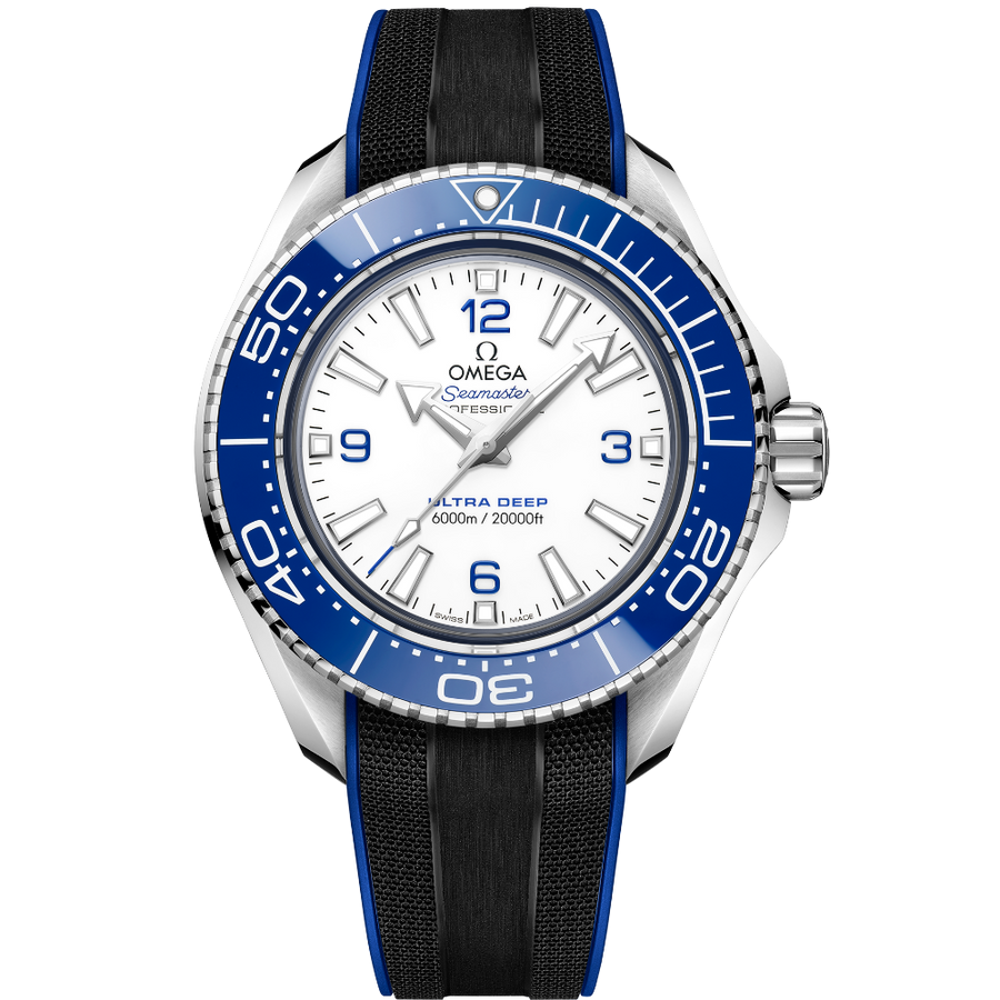 Omega Planet Ocean 6000M Co Axial Master Chronometer 45.5mm White Dial Black Rubber Strap Watch for Men - 21532462104001