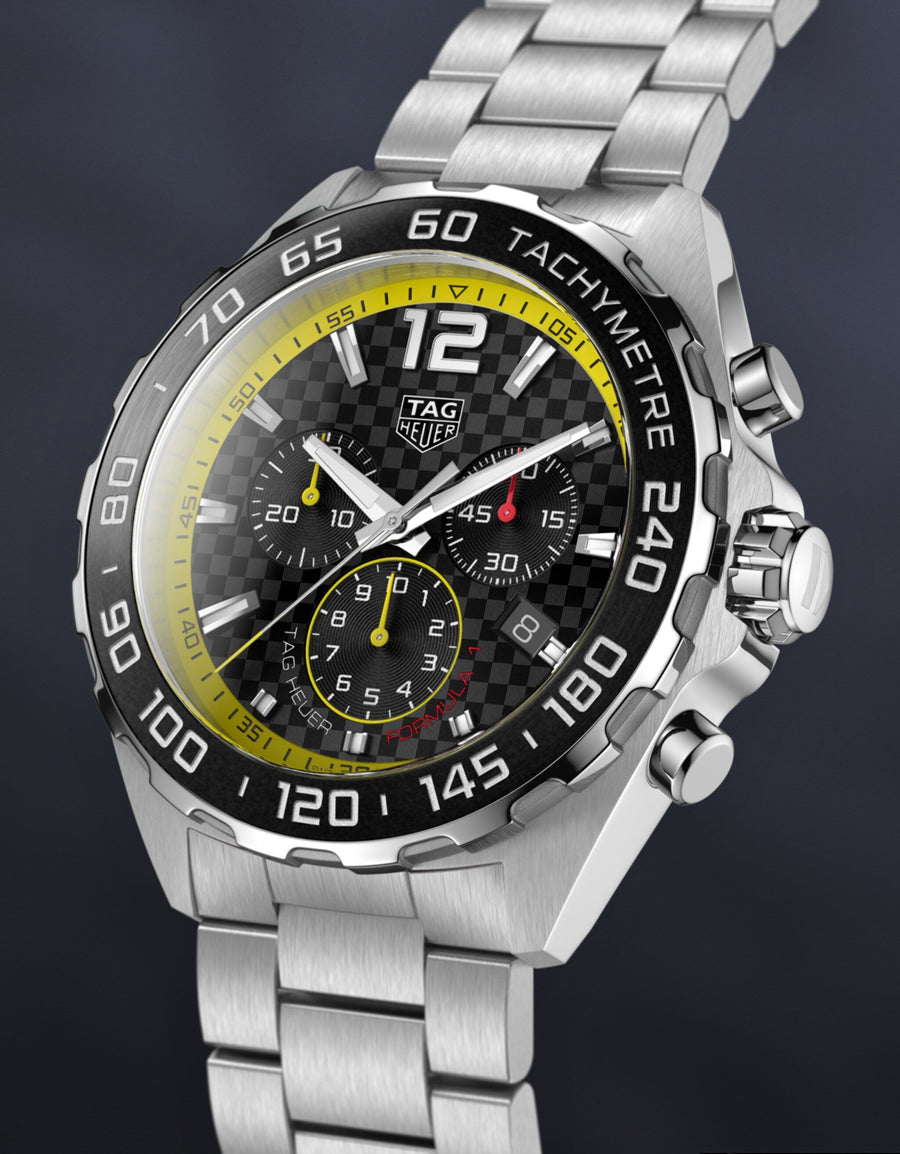 Tag Heuer Formula 1 Chronograph Black Dial Silver Steel Strap Watch for Men- CAZ101AC.BA0842