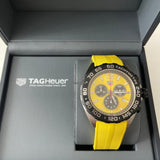 Tag Heuer Formula 1 Chronograph 41mm Yellow Dial Yellow Rubber Strap Watch for Men - CAZ101AM.FT8054