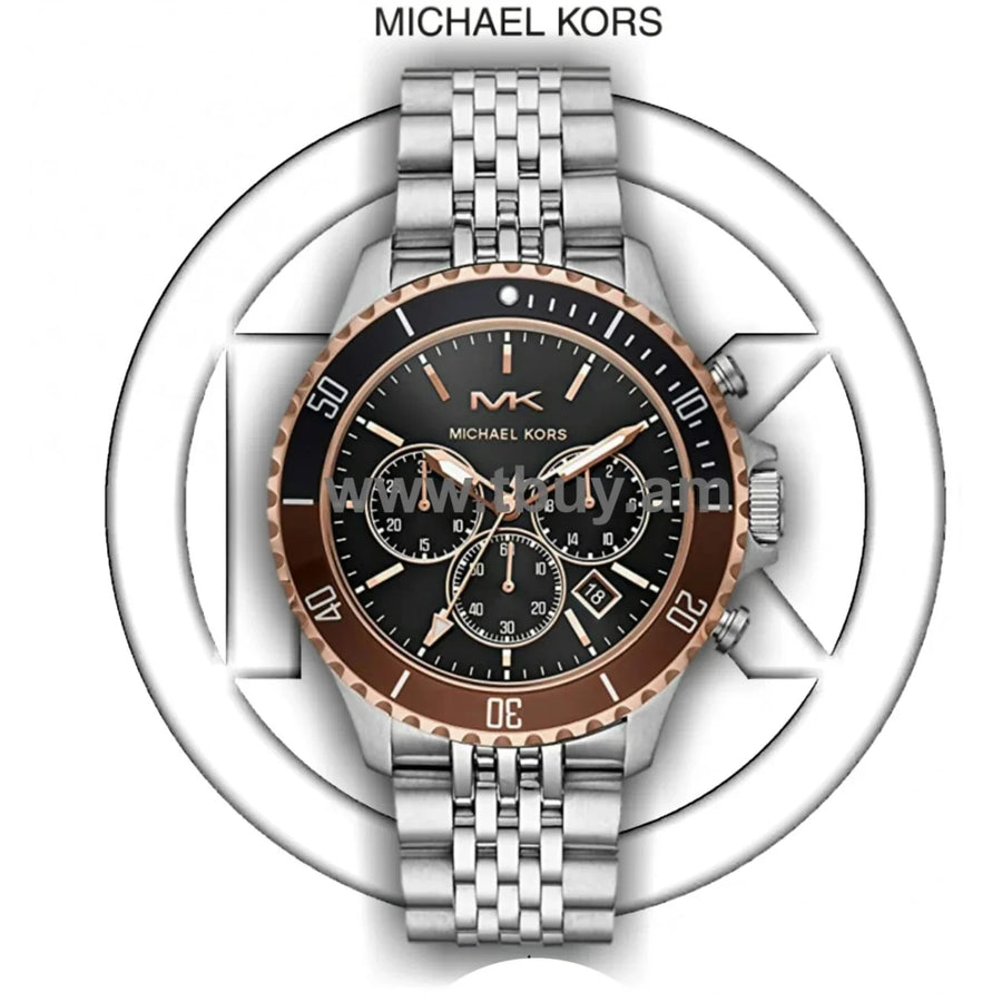 Michael Kors Bayville Chronograph Black Dial Silver Steel Strap Watch For Men - MK8725