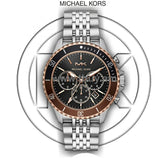 Michael Kors Bayville Chronograph Black Dial Silver Steel Strap Watch For Men - MK8725