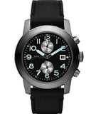 Marc Jacobs Larry Chronograph Black Dial Black Leather Strap Watch for Men - MBM5054