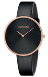 Calvin Klein K8Y236C1 Full Moon Quartz Women's Watch – Black Dial & Black Leather Strap