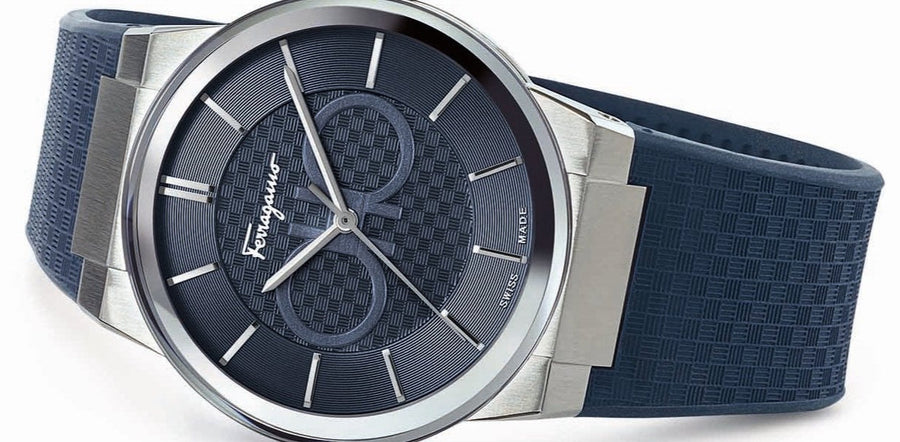 Salvatore Ferragamo Sapphire Blue Dial Blue Rubber Strap Watch for Men - SFHP00120