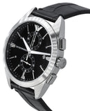 Emporio Armani Claudio Chronograph Black Dial Black Leather Strap Watch For Men - AR11542
