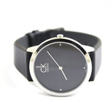 Calvin Klein Minimal Diamonds Black Dial Black Leather Strap Watch for Men - K3M211CS