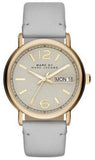 Marc Jacobs Fergus Grey Dial Grey Leather Strap Watch for Women - MBM8654