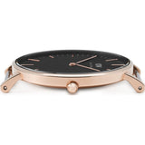 Daniel Wellington Classic Sheffield Black Dial Black Leather Strap Watch For Women - DW00100139