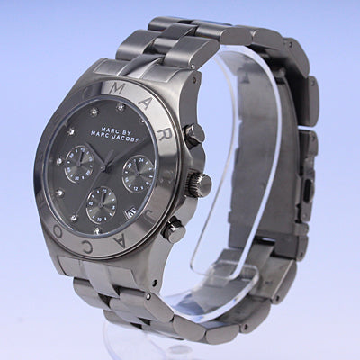Marc Jacobs Blade Chronograph Black Dial Black Steel Strap Watch for Women - MBM3103
