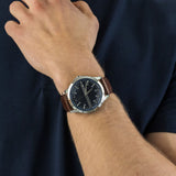 Armani Exchange Hampton AX2133 Men's Chronograph Watch – Blue Dial with Brown Leather Strap