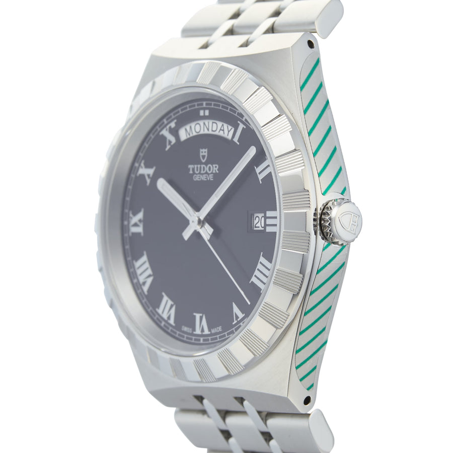Tudor Royal Automatic Black Dial Silver Steel Strap Watch for Men - M28600-0003