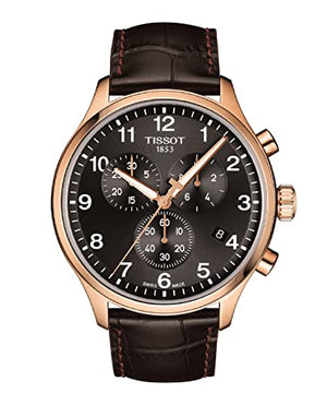Tissot Chrono XL Black Dial Brown Leather Strap Watch For Men - T116.617.36.057.01