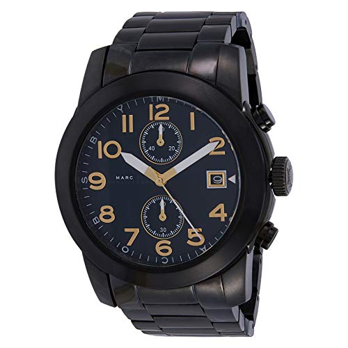 Marc Jacobs Larry Chronograph Black Dial Black Steel Strap Watch for Men - MBM8606