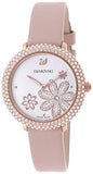 Swarovski Crystal Frost White Dial Pink Leather Strap Watch for Women - 5519223