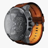 Diesel Mr Daddy Chronograph Grey Dial Brown Leather Strap Watch For Men - DZ7413
