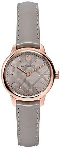 Burberry The Classic Quartz Grey Dial Grey Leather Strap Watch For Women - BU10119