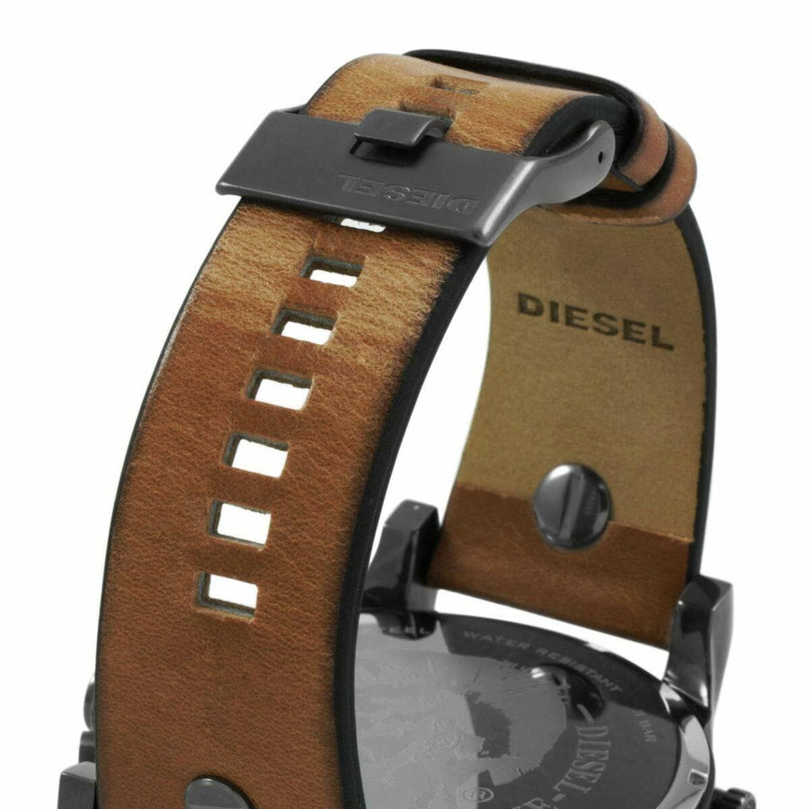 Diesel Mr Daddy 2.0 Chronograph Black Dial Brown Leather Strap Watch For Men - DZ7332