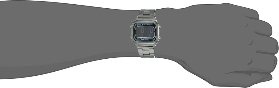 Fossil FS5846 Retro Digital Men’s Watch – Black Dial with Black Stainless Steel Strap