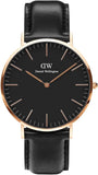 Daniel Wellington Classic Sheffield Black Dial Black Leather Strap Watch For Men - DW00100127