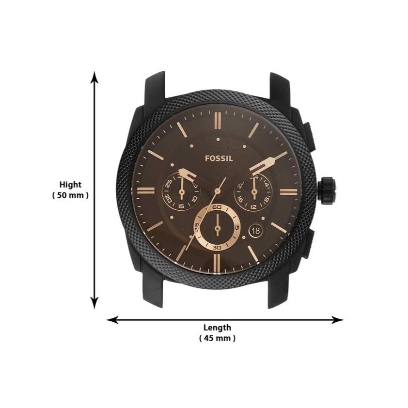 Fossil Machine Chronograph Black Dial Black Leather Strap Watch for Men - FS5586