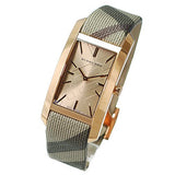 Burberry The Pioneer Rose Gold Dial Haymarket Brown Leather Strap Watch for Women - BU9408