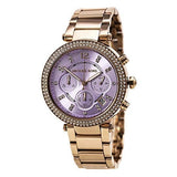 Michael Kors Parker Purple Dial Rose Gold Steel Strap Watch for Women - MK6169