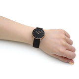 Daniel Wellington Classic Sheffield 36 Black Leather Strap Black Dial Quartz Watch For Womens - DW00100139