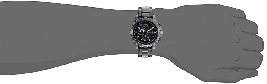 Fossil Dean Chronograph Black Dial Black Steel Strap Watch for Men - FS4721