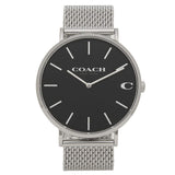 Coach Charles Black Dial Silver Mesh Bracelet Watch for Men - 14602144