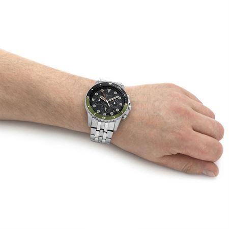 Fossil FS5864 FB-01 Chronograph Men’s Watch – Black Dial with Silver Steel Strap